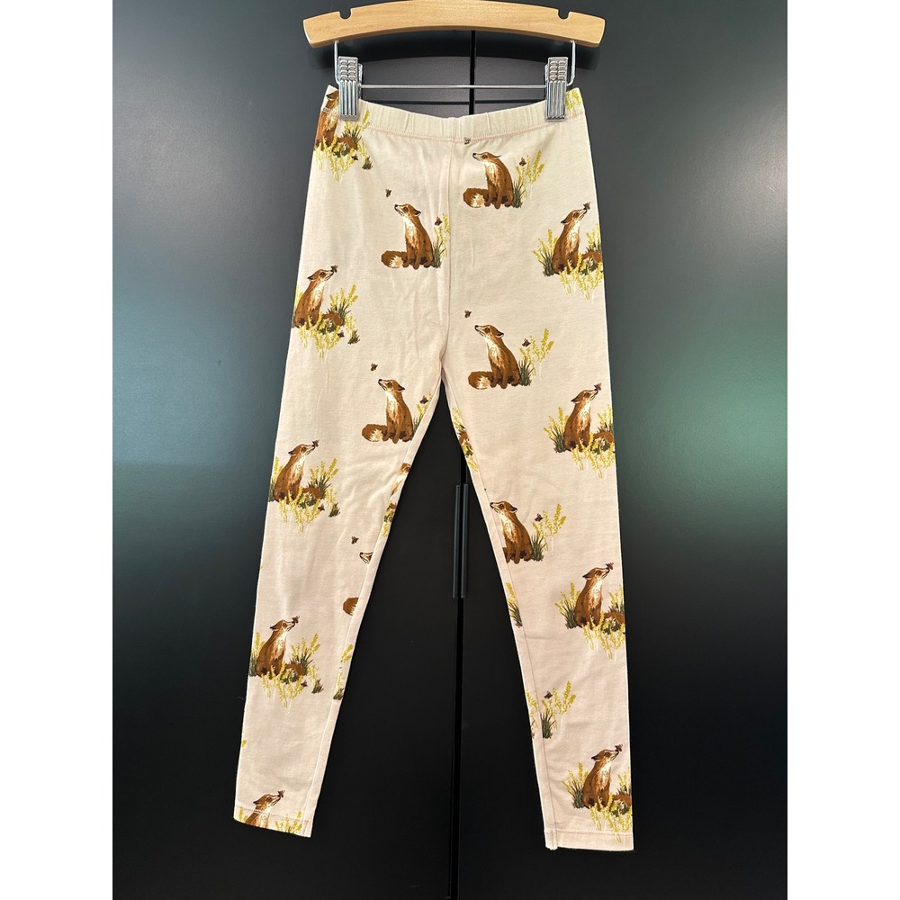 Milkbarn Kids Girl Fox Leggings Pink Cotton Stretch Pants Size 3-4Y NWT